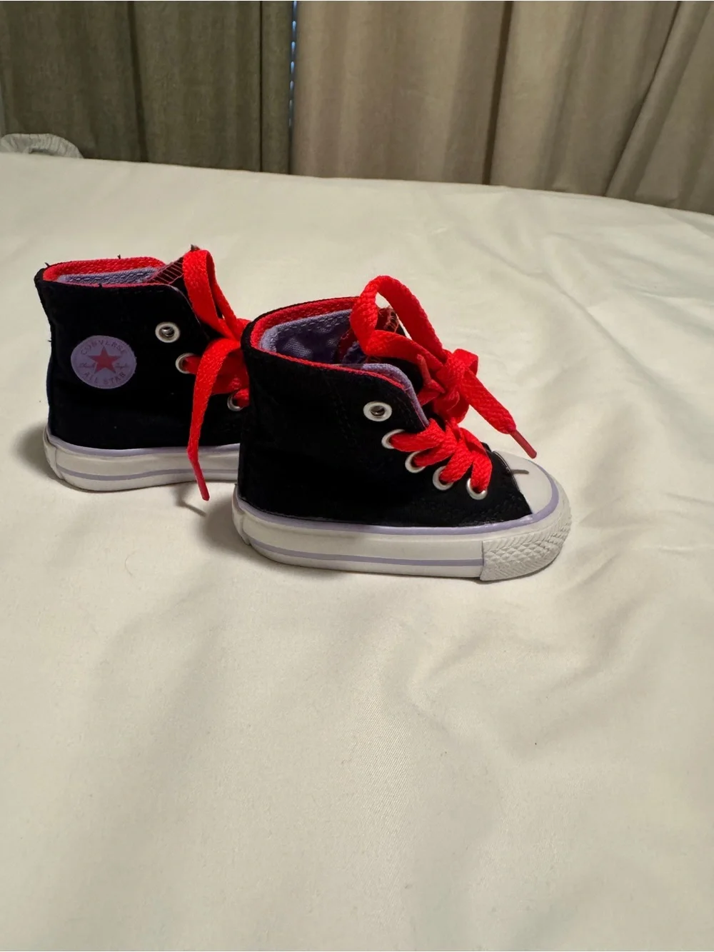 Converse Kids Black Canvas Sneakers with Red Laces
